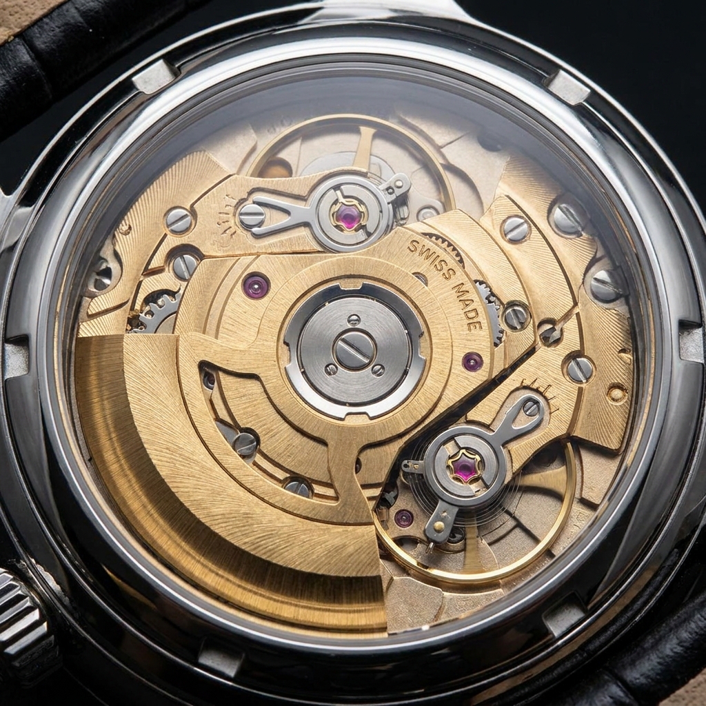 Maquinaria y engranajes de reloj automático expuesto