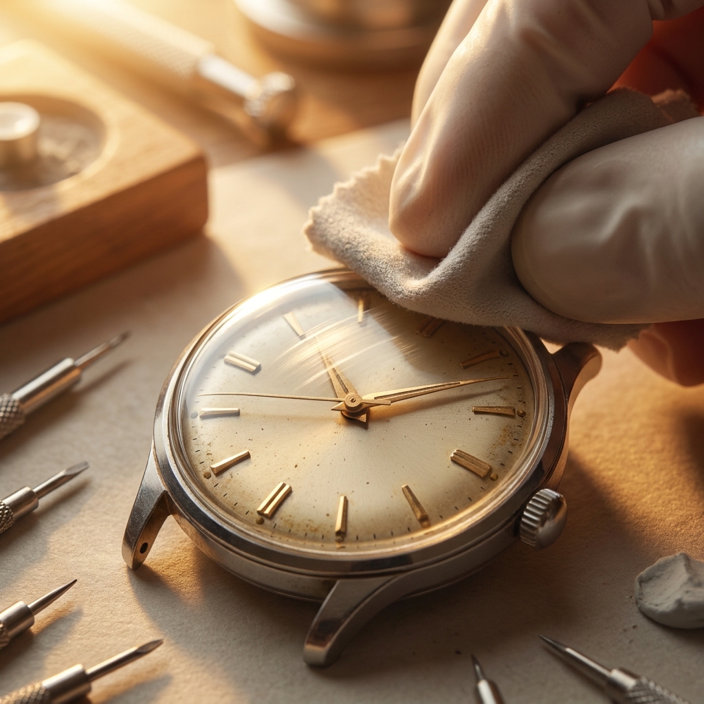 Esfera y cristales de reloj pulidos